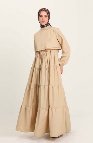 Oyya Nakış Detaylı Poplin Elbise 228434-02 Camel