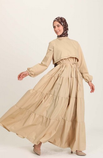 Oyya Nakış Detaylı Poplin Elbise 228434-02 Camel