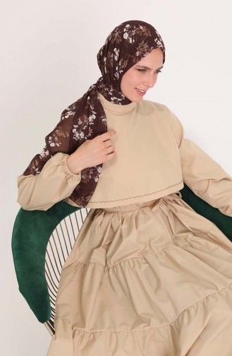 Oyya Nakış Detaylı Poplin Elbise 228434-02 Camel