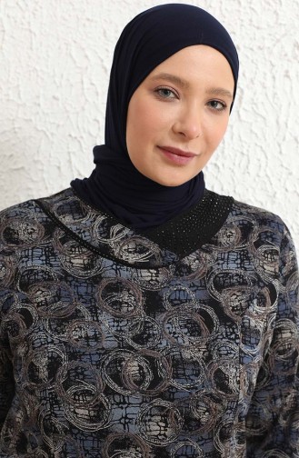 Schwarz Hijab Kleider 4439-03