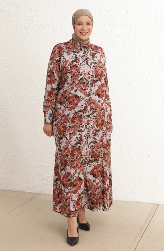 Brick Red Hijab Dress 4479-01