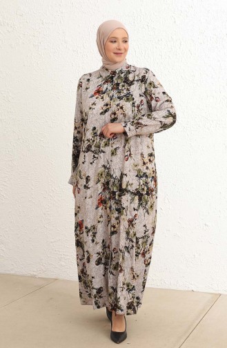 Khaki Hijab Dress 4479A-02