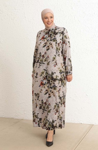 Khaki Hijab Dress 4479A-02