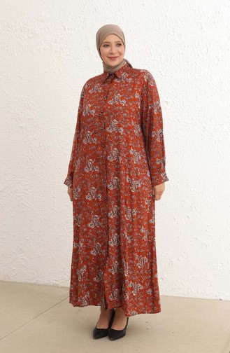Brick Red Hijab Dress 4479C-01