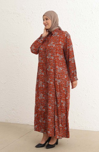 Brick Red Hijab Dress 4479C-01