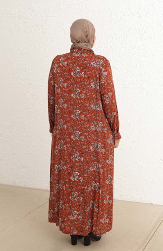 Brick Red Hijab Dress 4479C-01