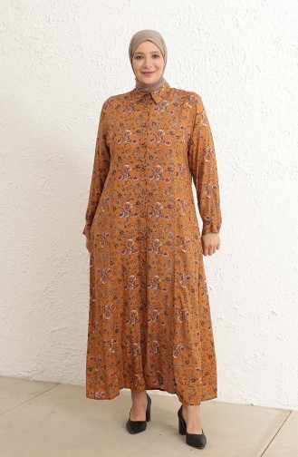 Senf Hijab Kleider 4479C-03