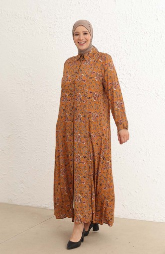 Senf Hijab Kleider 4479C-03