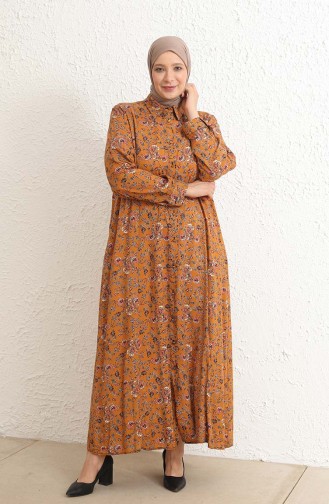 Senf Hijab Kleider 4479C-03