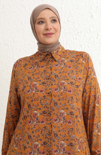 Senf Hijab Kleider 4479C-03