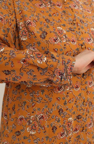 Senf Hijab Kleider 4479C-03