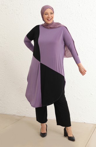 Büyük Beden Sandy Pantolon Takım 6005-01 Lila