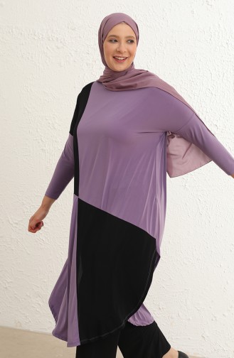 Büyük Beden Sandy Pantolon Takım 6005-01 Lila