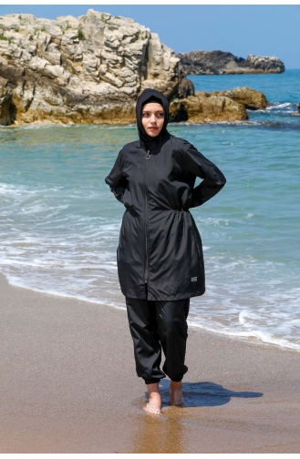Maillot de Bain Hijab Noir 7004