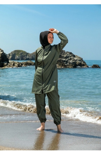 Unreife Mandelgrün Hijab Badeanzug 7006