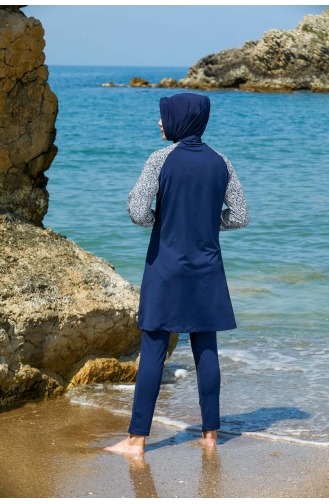 Maillot de Bain Burkini Hijab 7150-01 Bleu Marine 7150-01