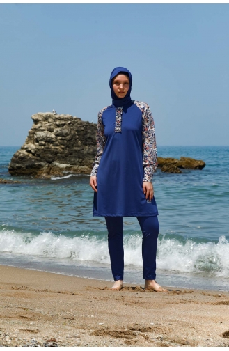 Maillot de Bain Burkini Hijab 7151-01 İndigo 7151-01