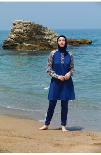 Maillot de Bain Burkini Hijab 7151-01 İndigo 7151-01