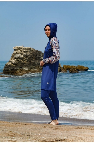 Maillot de Bain Burkini Hijab 7151-01 İndigo 7151-01