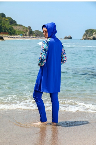 Maillot de Bain Burkini Hijab 7152-01 Bleu Roi 7152-01