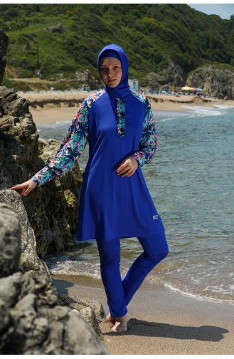 Maillot de Bain Hijab Blue roi 7152