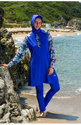 Maillot de Bain Hijab Blue roi 7152