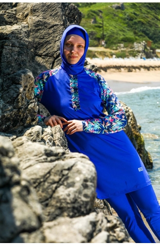 Maillot de Bain Hijab Blue roi 7152