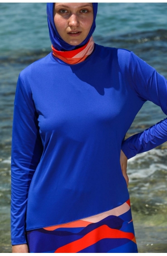 Maillot de Bain Burkini Hijab 7161-01 Bleu Roi 7161-01