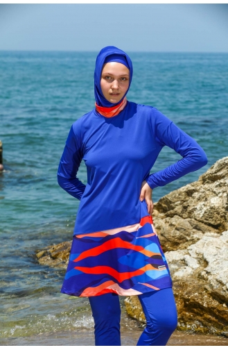 Maillot de Bain Burkini Hijab 7161-01 Bleu Roi 7161-01