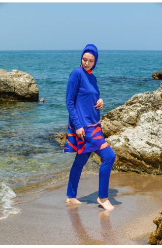 Maillot de Bain Burkini Hijab 7161-01 Bleu Roi 7161-01