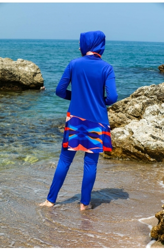 Maillot de Bain Burkini Hijab 7161-01 Bleu Roi 7161-01