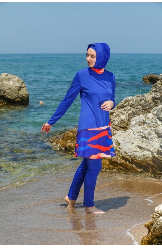 Maillot de Bain Burkini Hijab 7161-01 Bleu Roi 7161-01