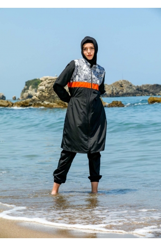 Schwarz Hijab Badeanzug 7550
