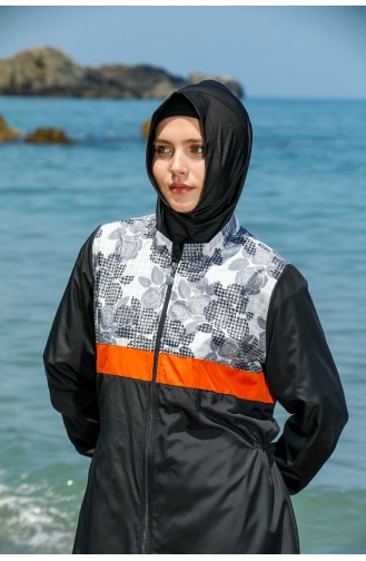 Schwarz Hijab Badeanzug 7550