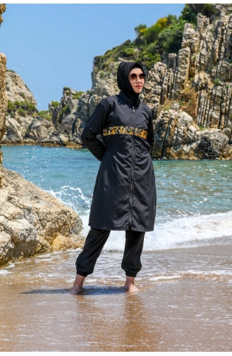 Schwarz Hijab Badeanzug 7560