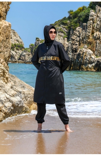 Schwarz Hijab Badeanzug 7560