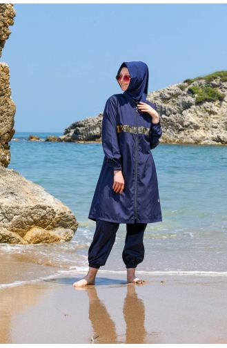 Maillot de Bain Hijab Bleu Marine 7561-01