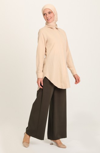 Belted Wide leg Pants 3121-02 Khaki 3121-02