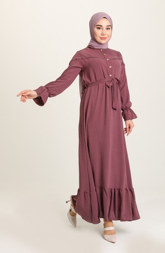 Dark Violet Hijab Dress 1002-08