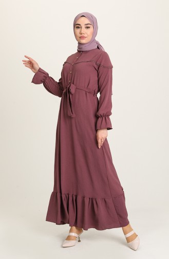 Dark Violet Hijab Dress 1002-08