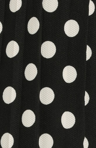Puantiyeli Piliseli Pantolon 6121B-01 Siyah Beyaz