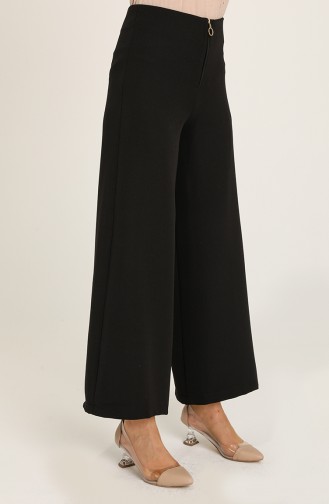 Wide Leg Trouser with Zipper 3095-02 Black 3095-02