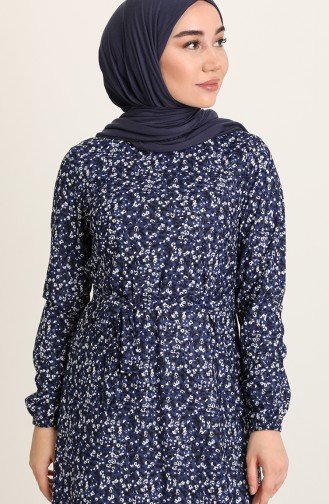 Navy Blue Hijab Dress 1777-01