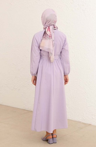 Yarasa Kol Kuşaklı Elbise 2289-05 Lila
