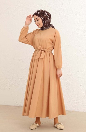 Beige Hijab Dress 2289-06