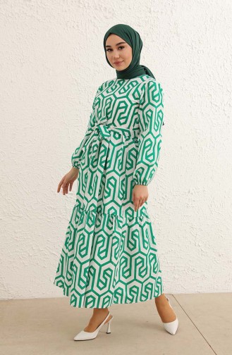 Grün Hijab Kleider 2335-04