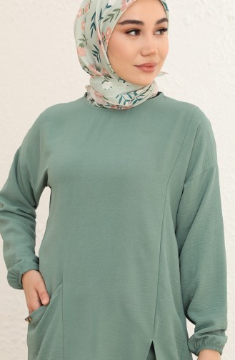 Aerobin Kumaş Tunik Pantolon İkili Takım 20010-04 Çağla Yeşili
