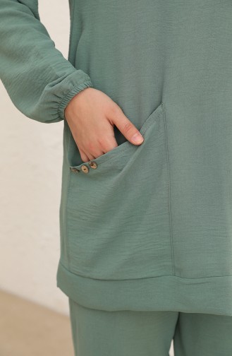 Aerobin Kumaş Tunik Pantolon İkili Takım 20010-04 Çağla Yeşili