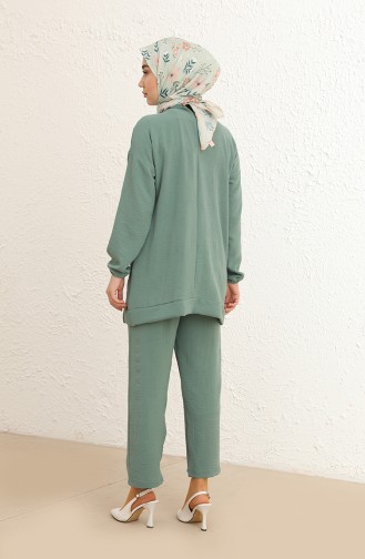 Aerobin Kumaş Tunik Pantolon İkili Takım 20010-04 Çağla Yeşili