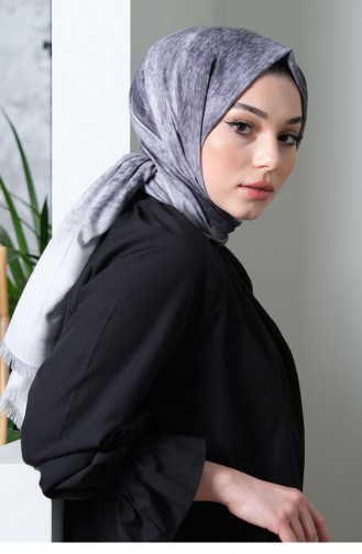 Afvente Desenli Pamuk Şal Füme Ds 168 V1 042